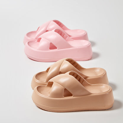 Thick-Soled Sandals for Women's Outer Wear, Fashionable 2024 Summer New Style, Two-Wear Beach Sandals with Holes in the Shoes