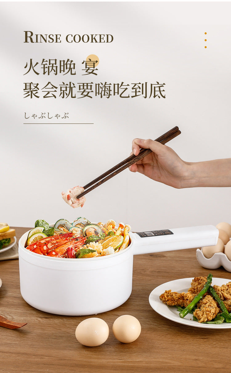 Electric Cooking Pot Intelligent Multi-Function Long Handle Single Handle Small Electric Pot Student Dormitory Electric Hot Pot Electric Cooking All-In-One Pot for Home Use