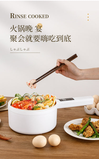 Electric Cooking Pot Intelligent Multi-Function Long Handle Single Handle Small Electric Pot Student Dormitory Electric Hot Pot Electric Cooking All-In-One Pot for Home Use