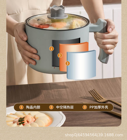 Electric Cooking Pot Student Home Kitchen Dormitory Multi-functional Electric Wok Integrated Pot Non-stick Pot Noodle Cooking Porridge Electric Hot Pot