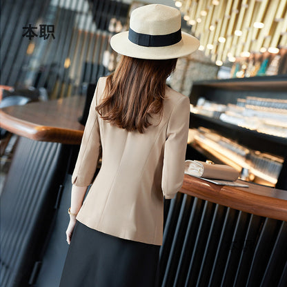 [Three-Quarter Sleeve Dress] Women's Formal Suit Dress, Korean Style Fashion Professional Attire, Small Blazer Dress for Spring and Summer