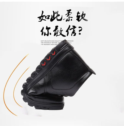 Winter cotton shoes men's leather fleece-lined thick warm high-top non-slip soft bottom middle-aged and elderly cotton shoes dad shoes