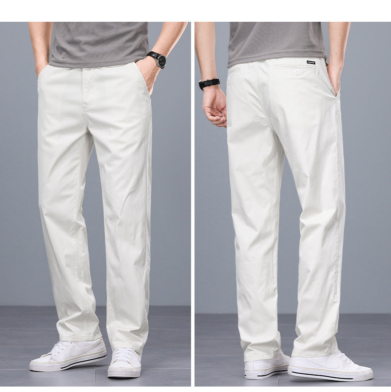 Binhaolu Men's Clothing High-End Pure Cotton Casual Pants for Men, Autumn and Winter Style with Fleece, New Business Style Men's Pants in Navy Blue