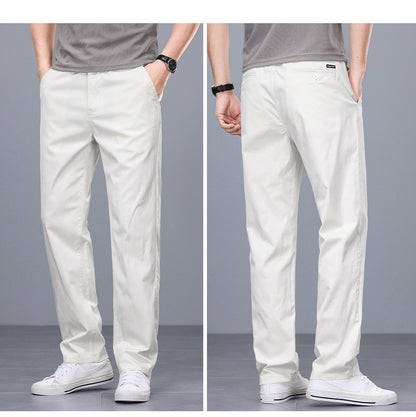 Binhaolu Men's Clothing High-End Pure Cotton Casual Pants for Men, Autumn and Winter Style with Fleece, New Business Style Men's Pants in Navy Blue