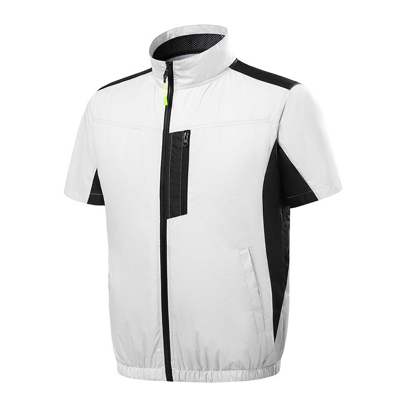 Summer new short-sleeved heatstroke prevention and cooling with fan air conditioning clothing men's work charging refrigeration welder cooling overalls