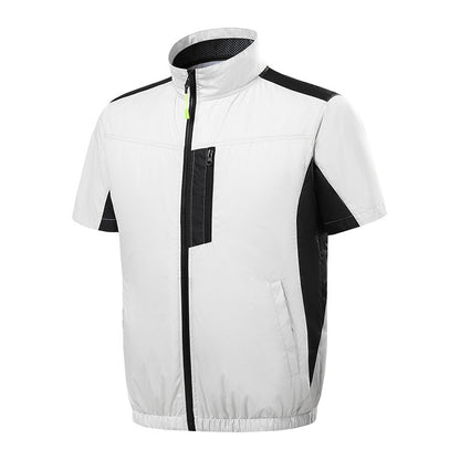 Summer new short-sleeved heatstroke prevention and cooling with fan air conditioning clothing men's work charging refrigeration welder cooling overalls