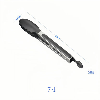 Silicone Clips for Kitchen Non-Stick Pans, Anti-Scalding and High Temperature Resistance, Household Barbecue and Steak Special Set, Stainless Steel Food Clips