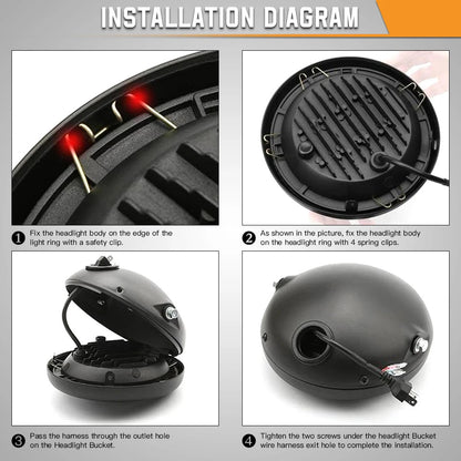 Suitable for Harley motorcycle retro headlight rear shell 7 inch headlight modification protection lamp shell with bracket