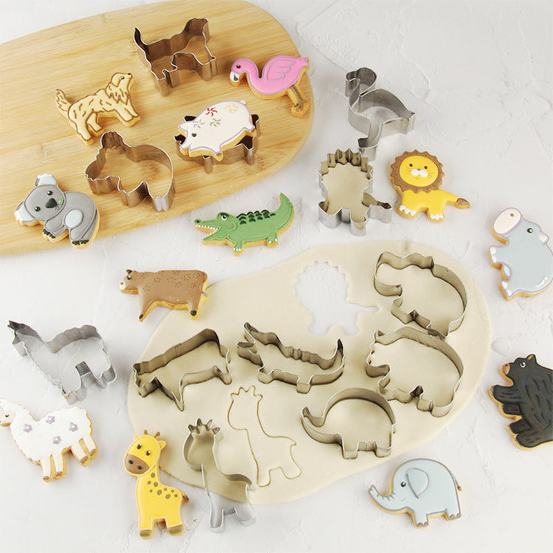 Wholesale animal series stainless steel biscuit mould suit lion tiger elephant animal biscuit biscuit cutting mould