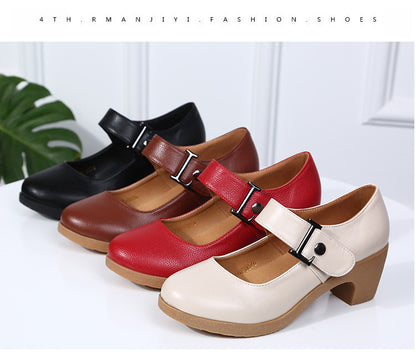 Factory direct sales dance shoes wholesale round head modern square dance shoes ladies mother shoes cross-border products 2025