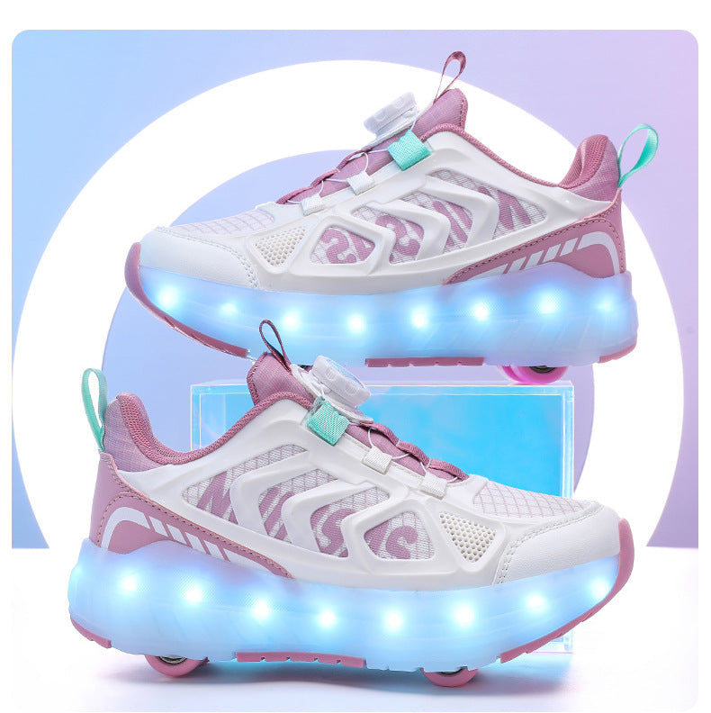 Cross-Border Children's Four-Wheel Roller Shoes, Boys' Light-Up Shoes, Detachable Girls' Student Sports Shoes, Children's Roller Skating Shoes