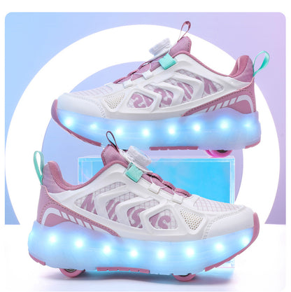 Cross-Border Children's Four-Wheel Roller Shoes, Boys' Light-Up Shoes, Detachable Girls' Student Sports Shoes, Children's Roller Skating Shoes