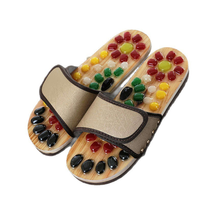 Home Foot Imitation Colored Jade Health Massage Slippers Acupoint Foot Massage Shoes Men's Massage Shoes Wear-Resistant Sandals Women's Summer