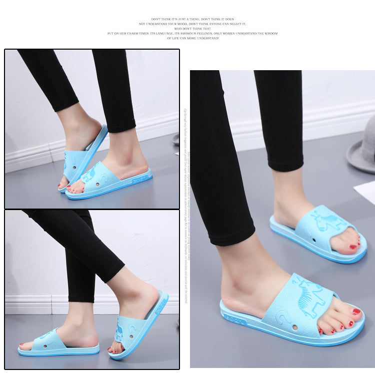 Summer Pvc Bathroom Slippers Home Cartoon Couple Slippers Indoor Cute Bath Non-Slip Sandals Women's Stall