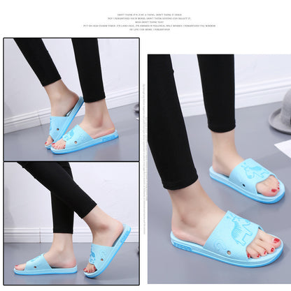 Summer Pvc Bathroom Slippers Home Cartoon Couple Slippers Indoor Cute Bath Non-Slip Sandals Women's Stall