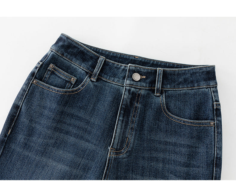 Miaoyu Nine-Point Flared Pants for Women, High-Waisted, Slimming, Nine-Point Jeans, Spring 2026, Four-Way Stretch Bell-Bottom Pants