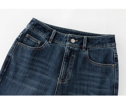 Miaoyu Nine-Point Flared Pants for Women, High-Waisted, Slimming, Nine-Point Jeans, Spring 2026, Four-Way Stretch Bell-Bottom Pants