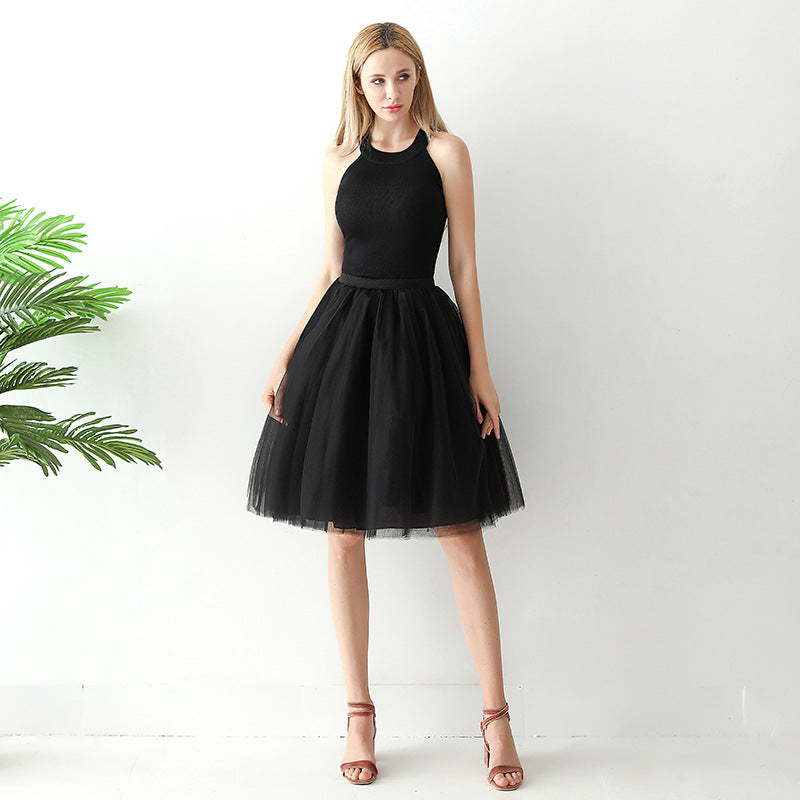 Europe and the United States high waist mesh skirt Tutu skirt strength manufacturers 7 65cm elastic waist cross-border Net red skirt adult