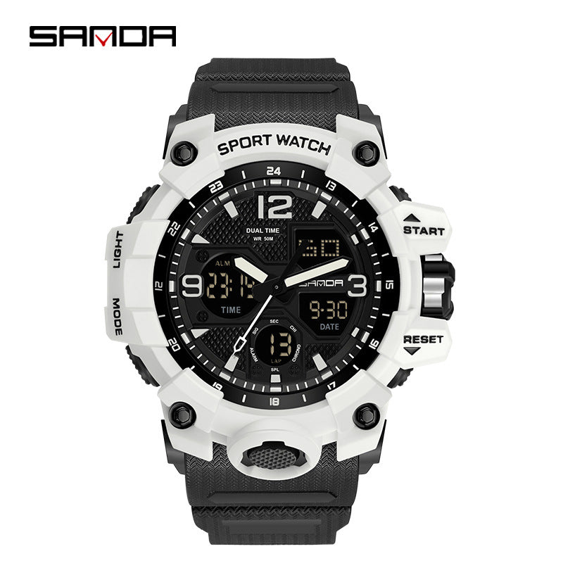 Sanda Hot-Selling Watch Korean Version Student Party Multi-Functional Waterproof Alarm Clock Electronic Watch Cool Dual Display Luminous Sports Watch by PDG ibma