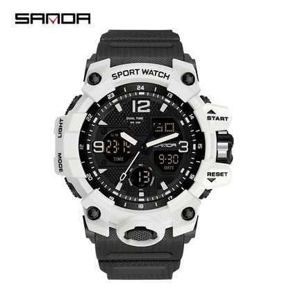 Sanda Hot-Selling Watch Korean Version Student Party Multi-Functional Waterproof Alarm Clock Electronic Watch Cool Dual Display Luminous Sports Watch by PDG ibma