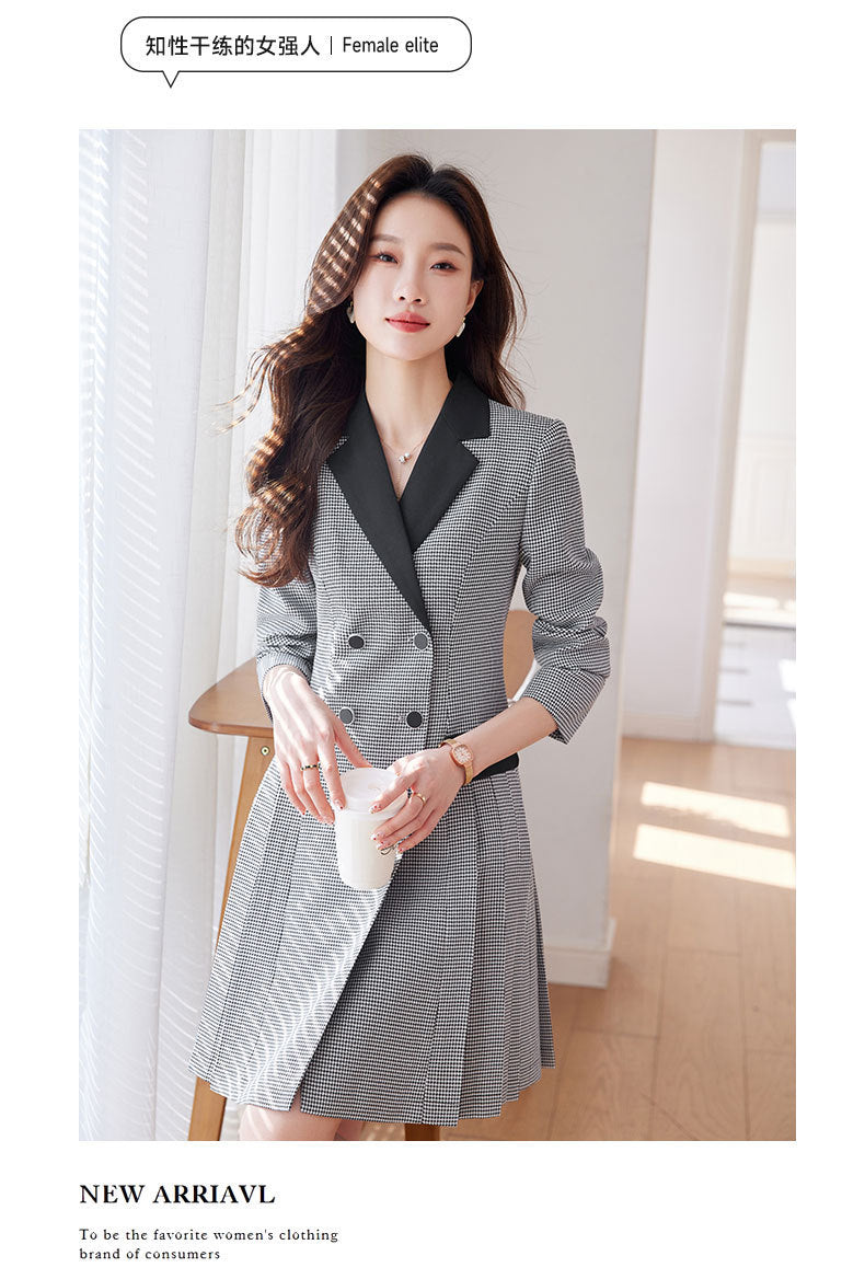 French Hepburn Style Small Black Dress High Sense High Cold Royal Sister Fried Street Small Fragrance Style Pleated Professional Suit dress Summer