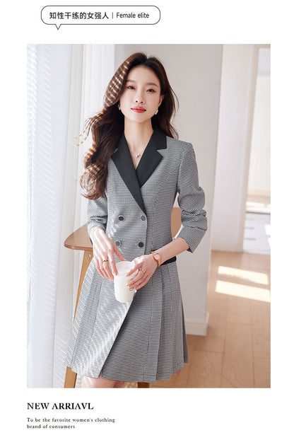 French Hepburn Style Small Black Dress High Sense High Cold Royal Sister Fried Street Small Fragrance Style Pleated Professional Suit dress Summer