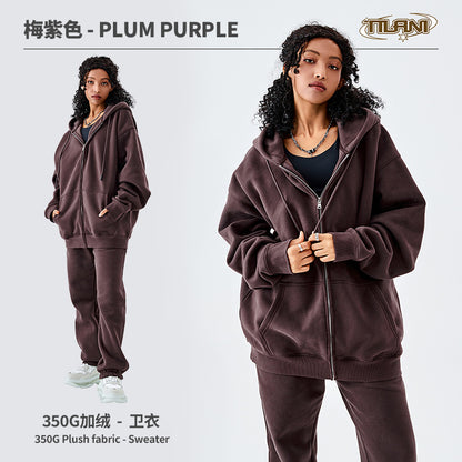Tilani Men's Sweatshirt Cross-Border Casual Sports Suit Fashionable Pure Color Sweatshirt for Men and Women Simple Zipper Hoodie