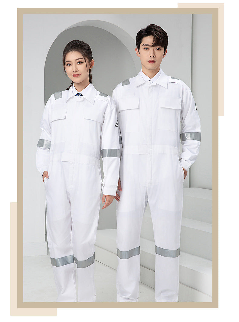 Marine Crew Reflective Strip Pure Cotton Overalls Long-sleeved Men's Summer Wear-resistant Electric Welding Shipyard Workshop Labor Insurance Clothing