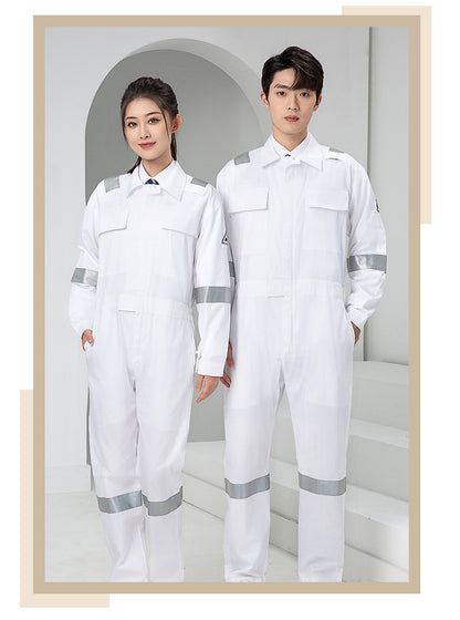 Marine Crew Reflective Strip Pure Cotton Overalls Long-sleeved Men's Summer Wear-resistant Electric Welding Shipyard Workshop Labor Insurance Clothing