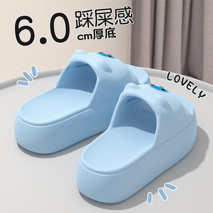 New Sandals and Slippers Women's Summer Thickened Sole Home Elevated Cartoon Non-slip Odor Deodorant Beach Shoes Lightweight Slippers