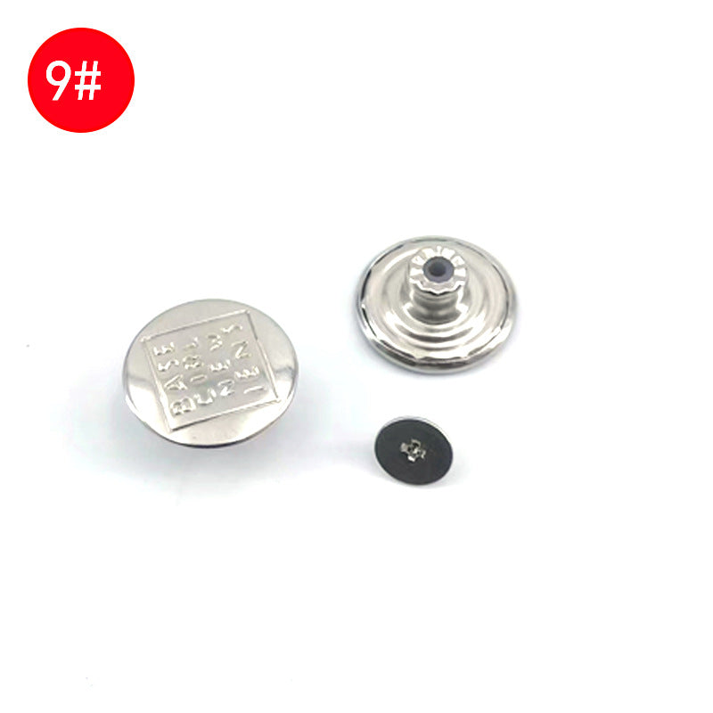 Wholesale In-Stock Waist-Cinching Button-Free Detachable Jeans Buttons, Eco-Friendly Buttons, Screw Metal I-Shaped Buckles