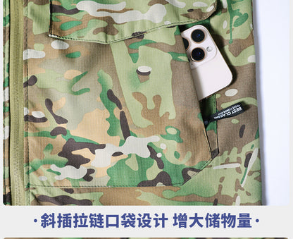 Outdoor Summer Camouflage Clothing suit Men's Wear-resistant Tear-resistant Multi-pocket Labor Protection Breathable Quick-drying Training Clothing Men's Tooling
