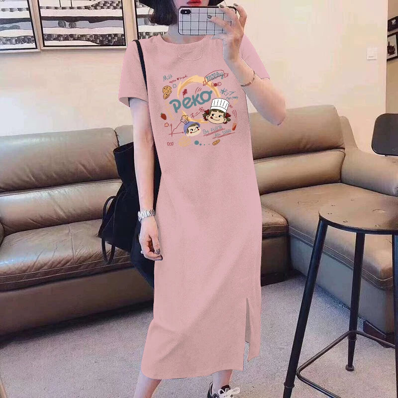Breastfeeding Dress for Hot Moms When Going Out in Summer, Fashionable Cartoon T-Shirt Skirt, Breastfeeding Clothes, Maternity Clothes, Summer Clothes