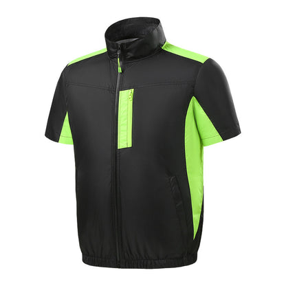 Summer new short-sleeved heatstroke prevention and cooling with fan air conditioning clothing men's work charging refrigeration welder cooling overalls