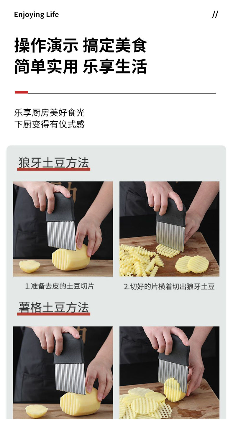 Potato Knife, Serrated Knife for Cutting Potatoes, Wavy Knife for Fancy Cutting, Decorative Knife for Home Use, Corrugated Slicer, Multi-Functional