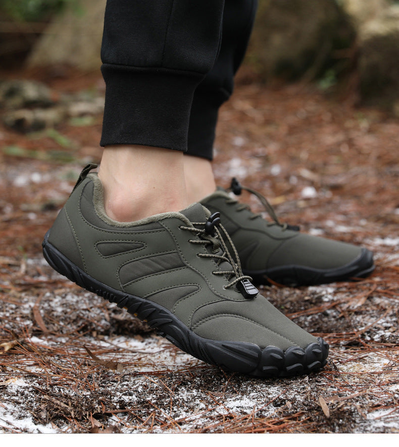 Outdoor Snow Boots, Home Cross-Border Winter New Style, Non-Slip Short Style, Fleece-Lined Warm Cotton Shoes, Thick-Soled Barefoot Five-Toe Shoes