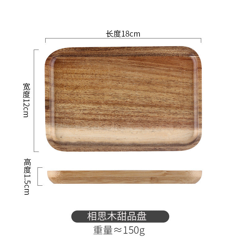 Bamboo and Wood Cake Plate Transparent Glass Display Dinner Plate Dessert Cake Western Food Plate with Table Cream Plate Cross-border Foreign Trade
