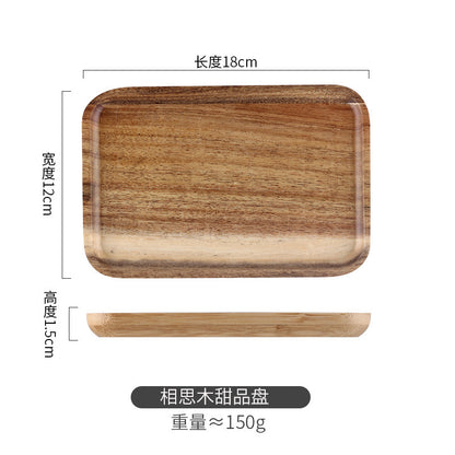 Bamboo and Wood Cake Plate Transparent Glass Display Dinner Plate Dessert Cake Western Food Plate with Table Cream Plate Cross-border Foreign Trade