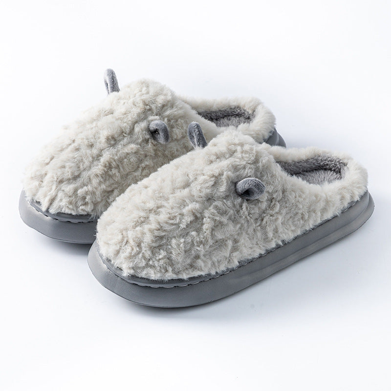 Cotton Slippers for Women, Cute Girly Heart, Indoor Home, Non-Slip, Warm, Couple Style, Dormitory Wearable Slippers for Men, Autumn and Winter
