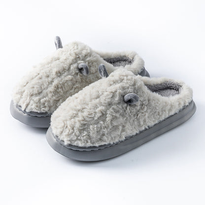 Cotton Slippers for Women, Cute Girly Heart, Indoor Home, Non-Slip, Warm, Couple Style, Dormitory Wearable Slippers for Men, Autumn and Winter