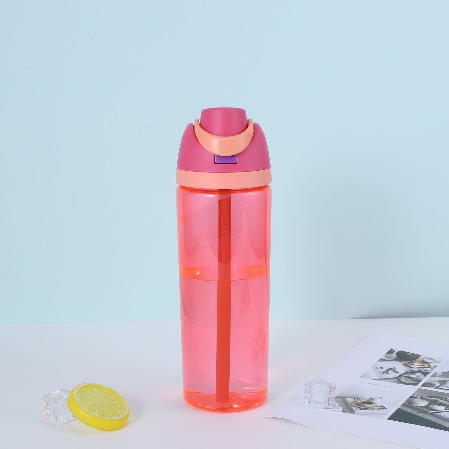 Cute High-Appearance Water Bottle with Straw for Girls, Suitable for Sports and Outdoor Use, Children's Plastic Cup, Gift, Household Water Jug, Leak-Proof and Sealed