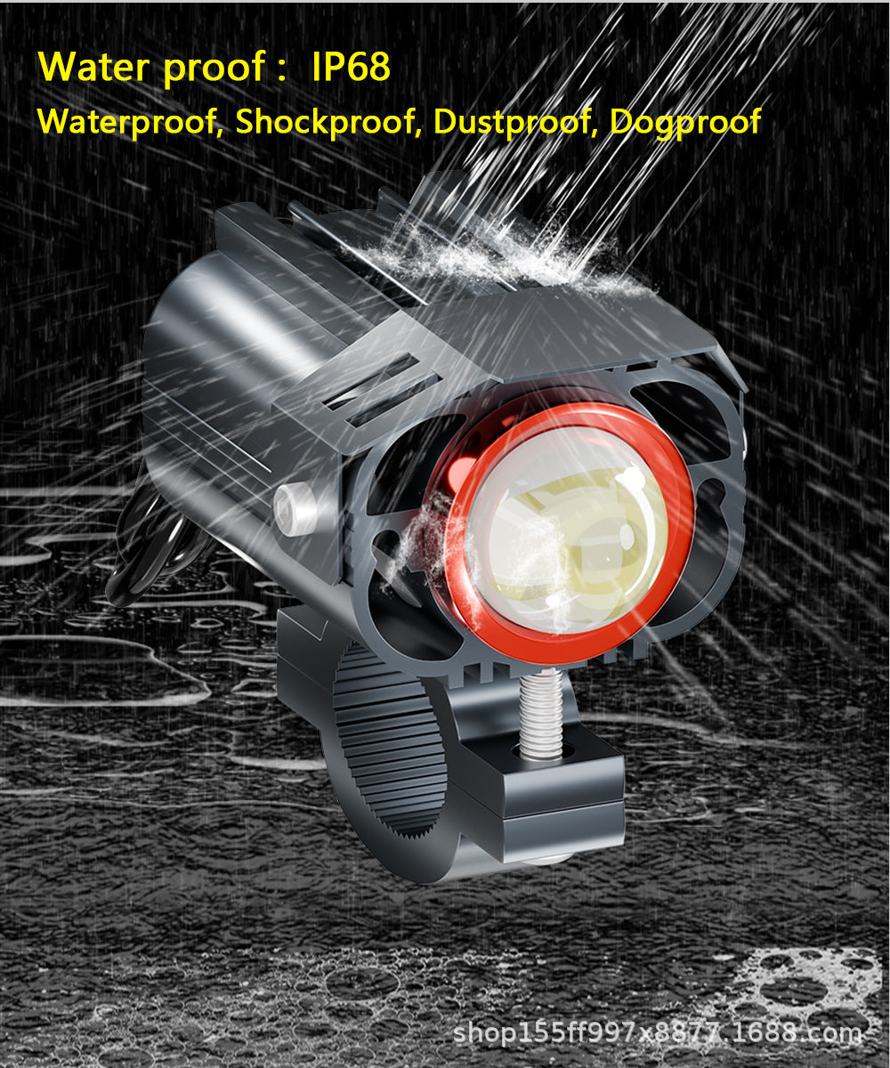 Cross-Border Motorcycle Led White and Yellow Double Low Beam Big Face Cat External Electric Vehicle Spotlight Headlight Modification