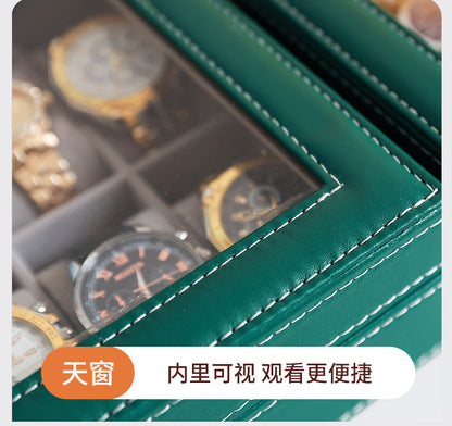 2025 New Leather Watch Box Storage Box with Lock Home Watch Organizer Display Box Mechanical Watch Jewelry Box