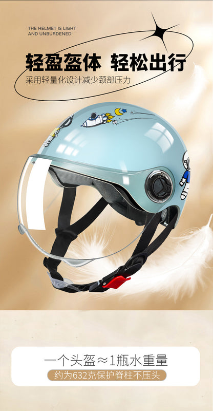 3C Certified Motorcycle Helmet Summer Collision Avoidance for Boys and Girls Aged 6-14 Four Seasons Universal Electric Vehicle Safety Helmet