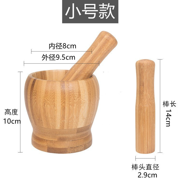 Garlic Mashing Pot Garlic Mashing Pot Mortar Mashing Garlic Mashing Pot Household Garlic Pot Mashing Pot Press Garlic Stick Spicy Bamboo and Wood
