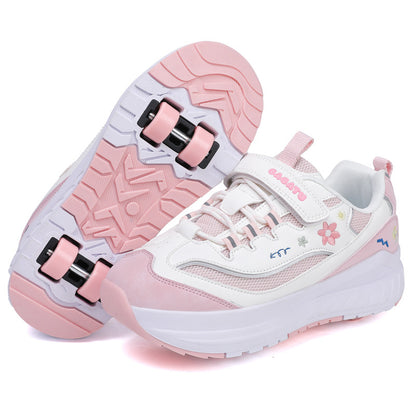Girls' Heelys Sneakers 2025 Mesh Children's Shoes for Older Kids Roller Skates Girls' Four-Wheel Skates