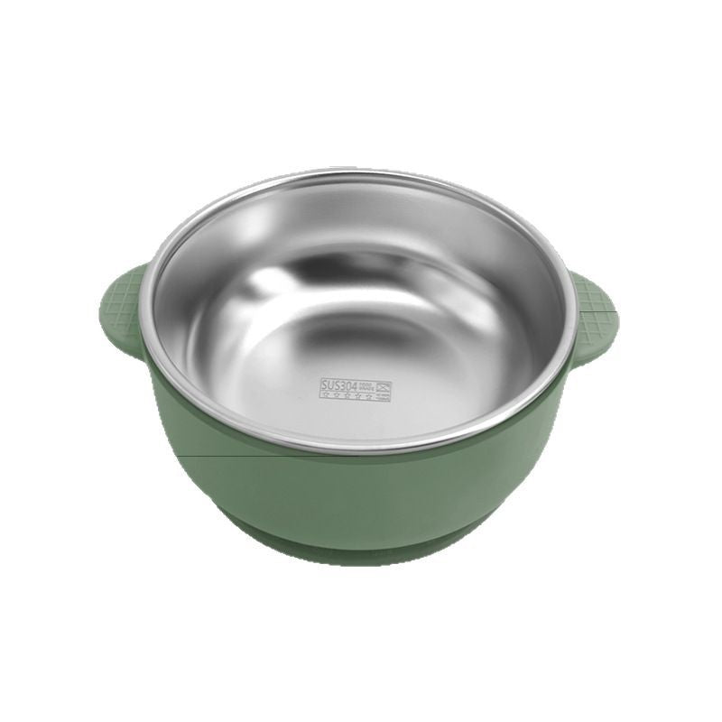 Cross-border Stainless Steel Children's Bowl Household Cute Baby Drop-resistant Heat-insulated Tableware Kindergarten Children's Rice Bowl with Suction Cup