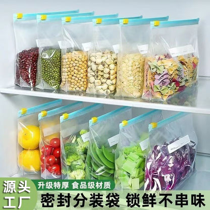 Sealed Fresh-Keeping Bag Food Household Zipper Slide Lock Thickened Refrigerator Storage Frozen Ziplock Bag Storage Bag Cross-Border