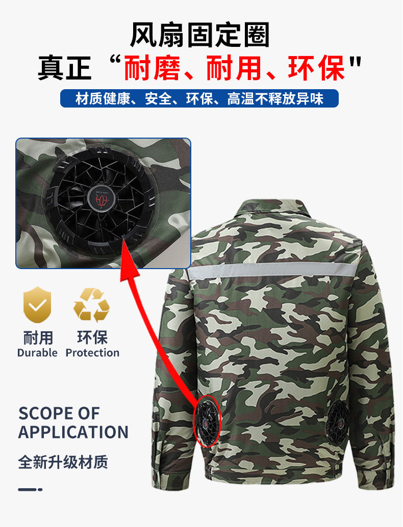 Cross-Border Cooling Air-Conditioning Clothing with Reflective Strips and Fan Cooling Clothing for Men and Women Labor Protection Summer Outdoor Work Clothes