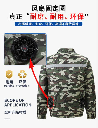 Cross-Border Cooling Air-Conditioning Clothing with Reflective Strips and Fan Cooling Clothing for Men and Women Labor Protection Summer Outdoor Work Clothes